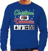 Foute Kersttrui / sweater - Christmas for dummies - blauw voor heren - kerstkleding / kerst outfit L (52)