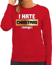 Foute Kersttrui / sweater - I hate Christmas songs - Haat aan kerstmuziek / kerstliedjes - rood voor dames - kerstkleding / kerst outfit M (38)