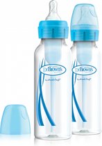 Bol.com Dr. Brown's Options+ Anti-colic Standaard Fles - 250 ml - Blauw - Duopack aanbieding