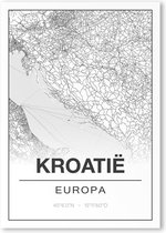 Poster/plattegrond KROATIE - 30x40cm