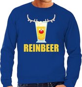 Grote maten foute kersttrui / sweater gewei met bierglas - Reinbeer - blauw voor heren - Kersttruien / Kerst outfit 3XL (58)