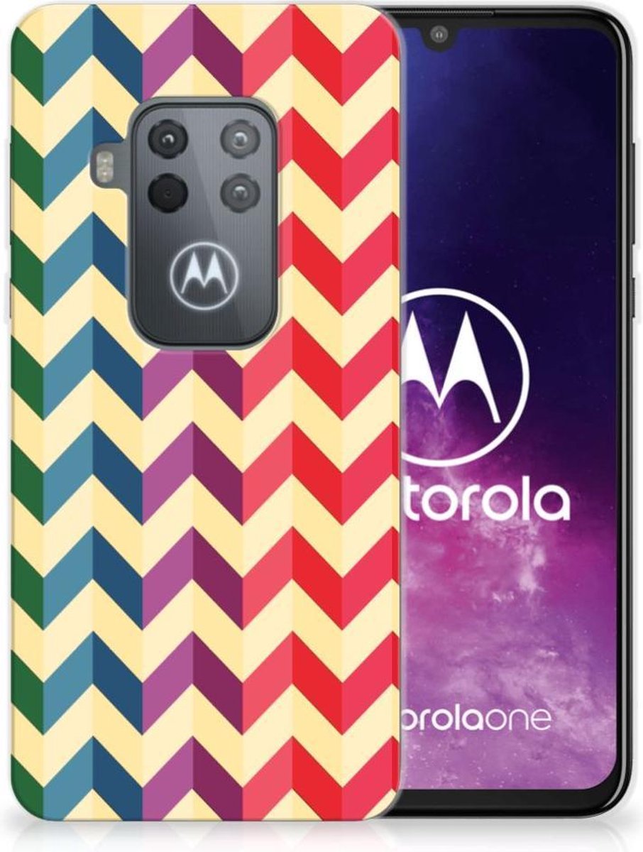 Motorola One Zoom TPU bumper Zigzag Multi Color