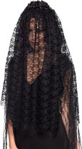 Halloween - Bruidssluier verkleedaccessoires zwart voor volwassenen 75 cm - Zombie sluier - Weduwe sluier