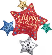 AMSCAN - Ballon étoile joyeux anniversaire en aluminium multicolore - Décoration > Ballons