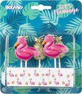 Boland - Set 5 Kaarsjes Flamingo/ananas Multikleur - Flamingo