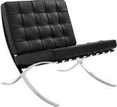 Zwarte Barcelona Chair (fauteuil splitleder zwart)