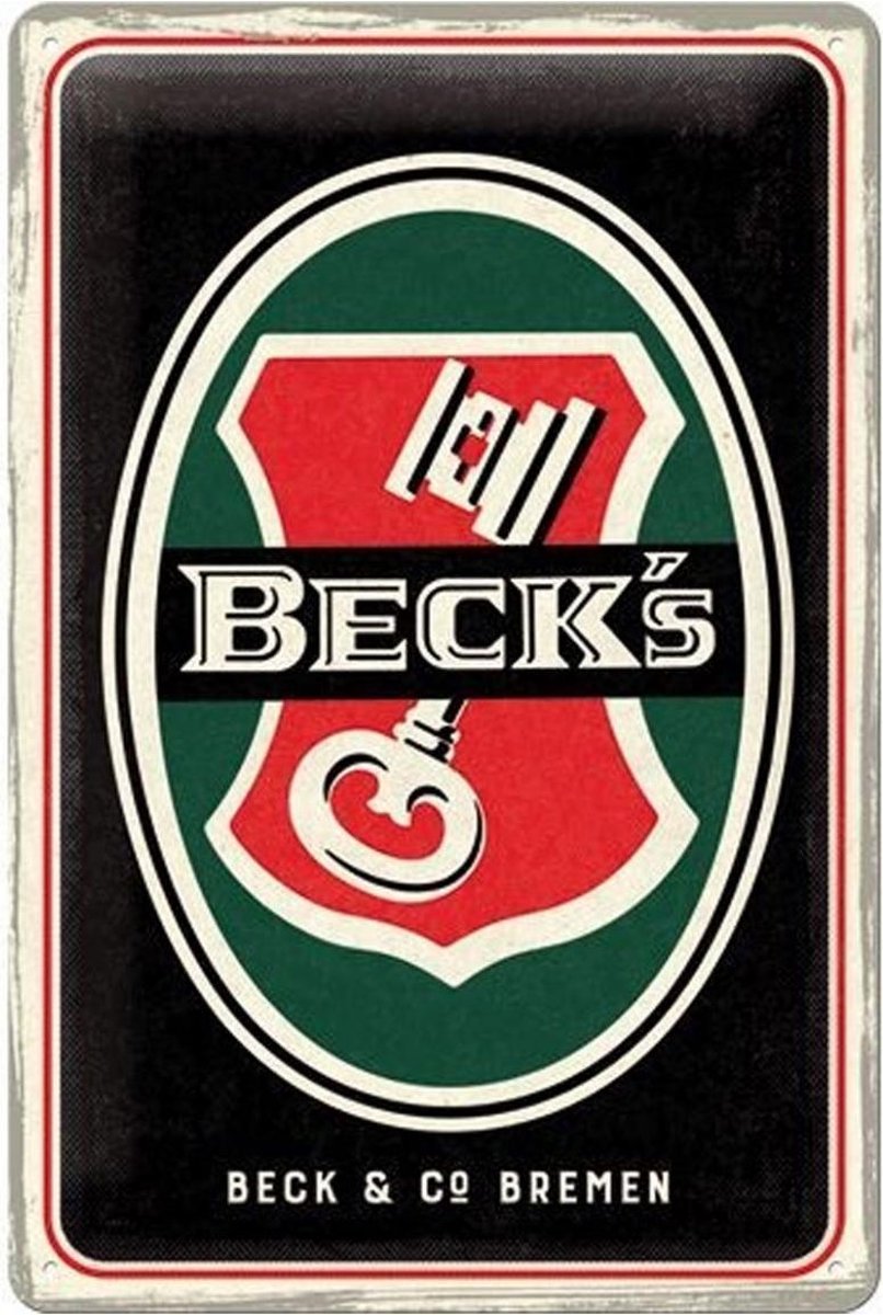 Beck's Key Logo Metalen Bord - 20 x 30 cm