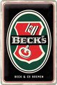 Beck's Key Logo Reclamebord van metaal 30 x 20 cm GEBOLD BORD MET RELIEF METALEN-WANDBORD - MUURPLAAT - VINTAGE - RETRO - HORECA- WANDDECORATIE -TEKSTBORD - DECORATIEBORD - RECLAMEPLAAT - WANDPLAAT - NOSTALGIE -CAFE- BAR -MANCAVE- KROEG- MAN CAVE