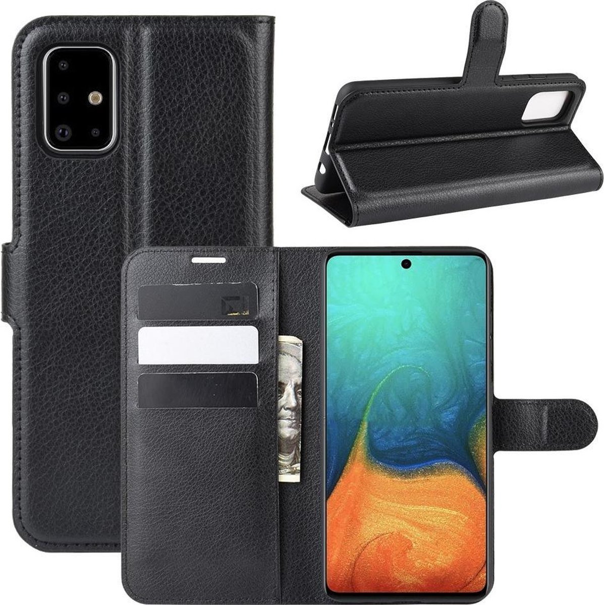 Book Case - Geschikt voor Samsung Galaxy A71 Hoesje - Zwart