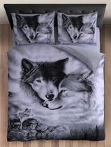 Cotton Club Dekbedovertrek Wolf Grijs -  1 Persoons - 140x200/220 cm + 1 kussensloop 60 x 70 cm