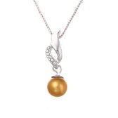Fashionidea - Mooie zilverkleurige ketting met gele parel de Necklace Pearl Yellow