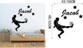 3D Sticker Decoratie Aangepaste Voetbal Patroon Voetbal Speler Muursticker Voor Kinderkamer DIY Vinyl Verwijderbare Doel Netto Decal Rugby Decor Muurschildering Poster - FCN14 / La