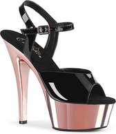 Pleaser Sandaal met enkelband -36 Shoes- KISS-209 US 6 Zwart/Roze