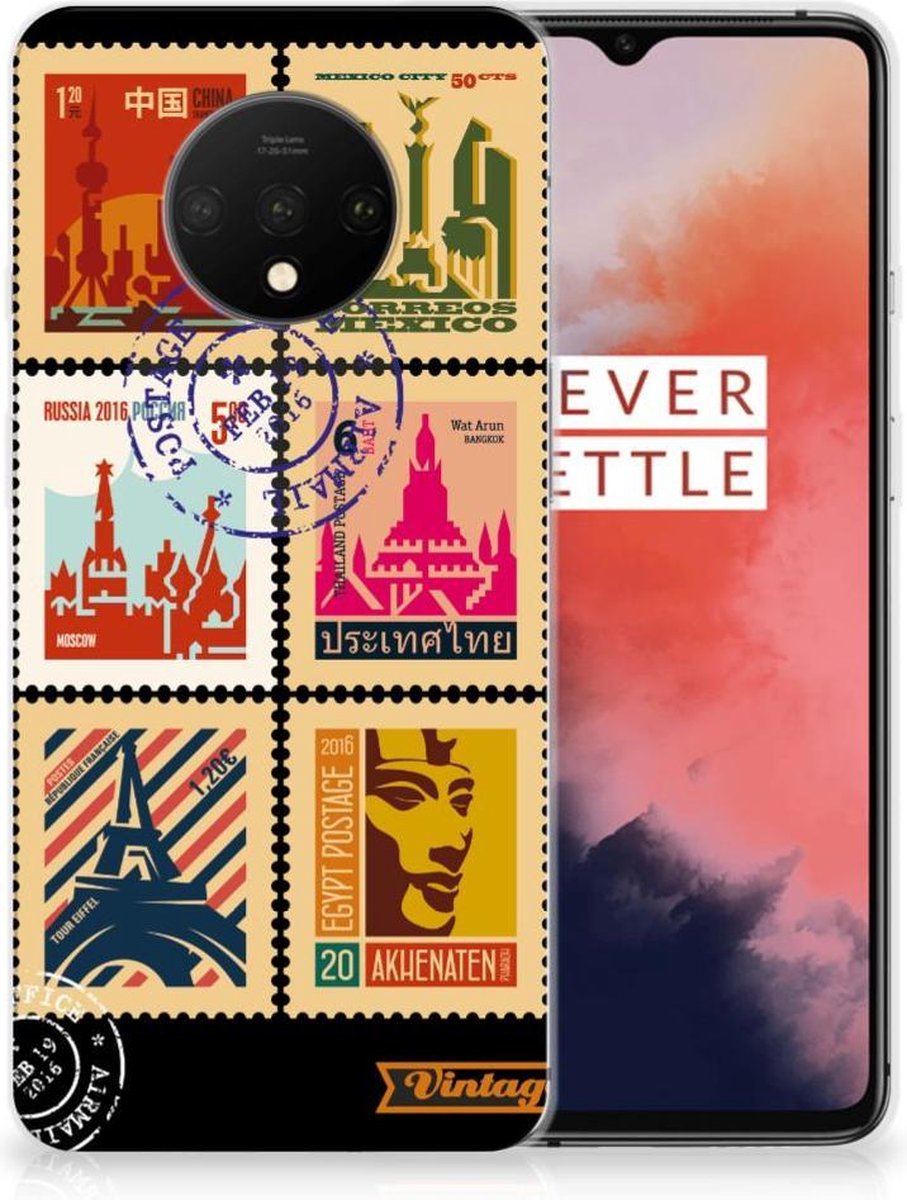 OnePlus 7T Siliconen Back Cover Postzegels