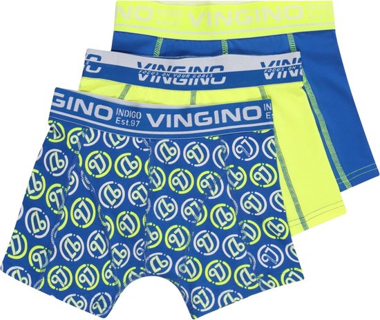 Vingino - Jongens - 3-Pack Logo Boxershorts - Blauw - 122/128 | bol.com