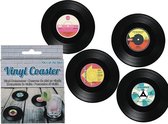 4x LP vinyl onderzetters 11 cm - Onderzetters voor glazen en bekers - Muziekfan thema cadeau/gadget