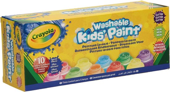 Crayola - Hobbyverf - 10 Potjes Afwasbare Verf Voor Kinderen -Speciale Effecten