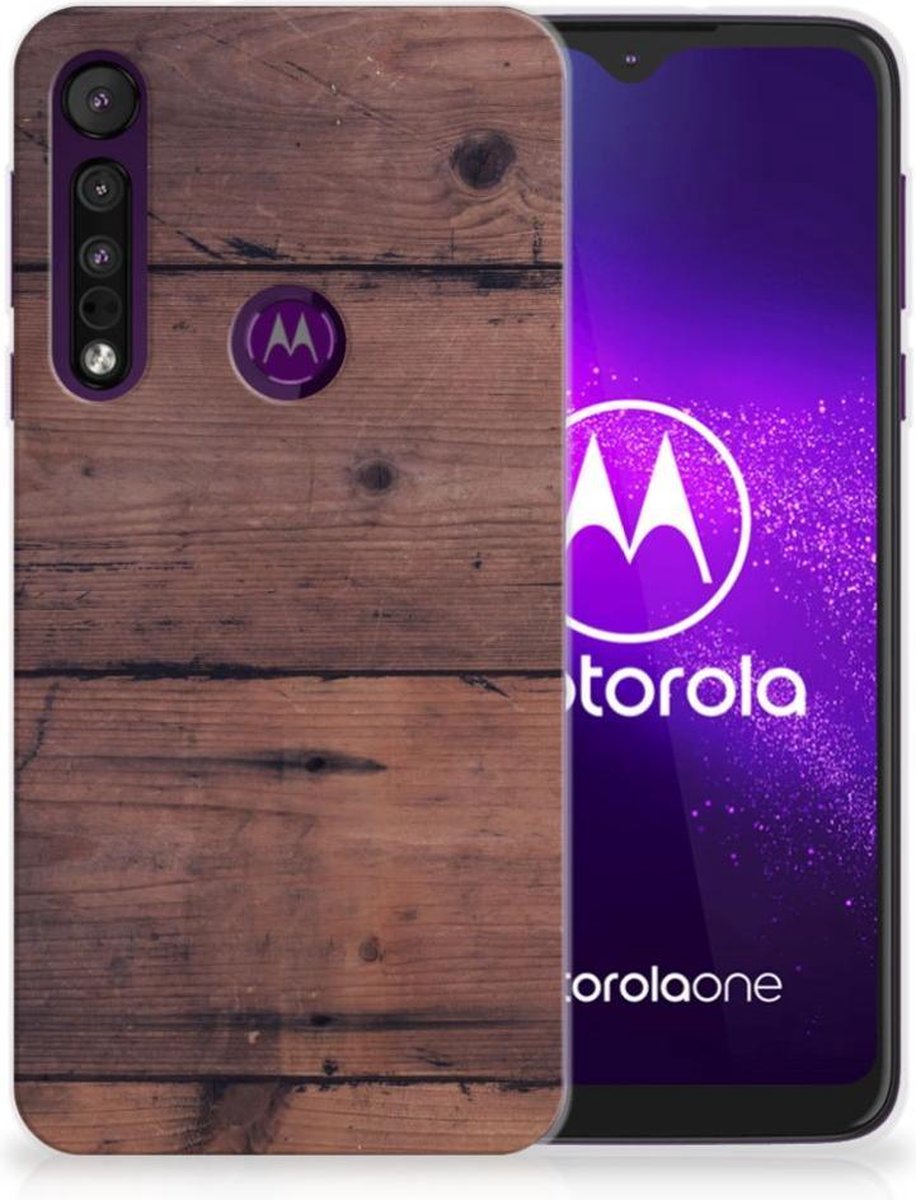 Motorola One Macro Bumper Hoesje Old Wood