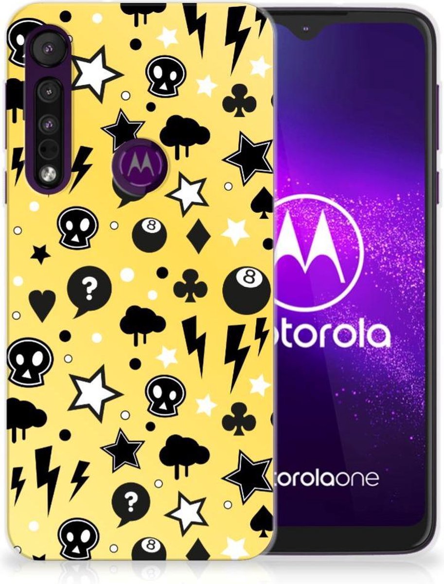 Silicone Back Case Motorola One Macro Punk Geel