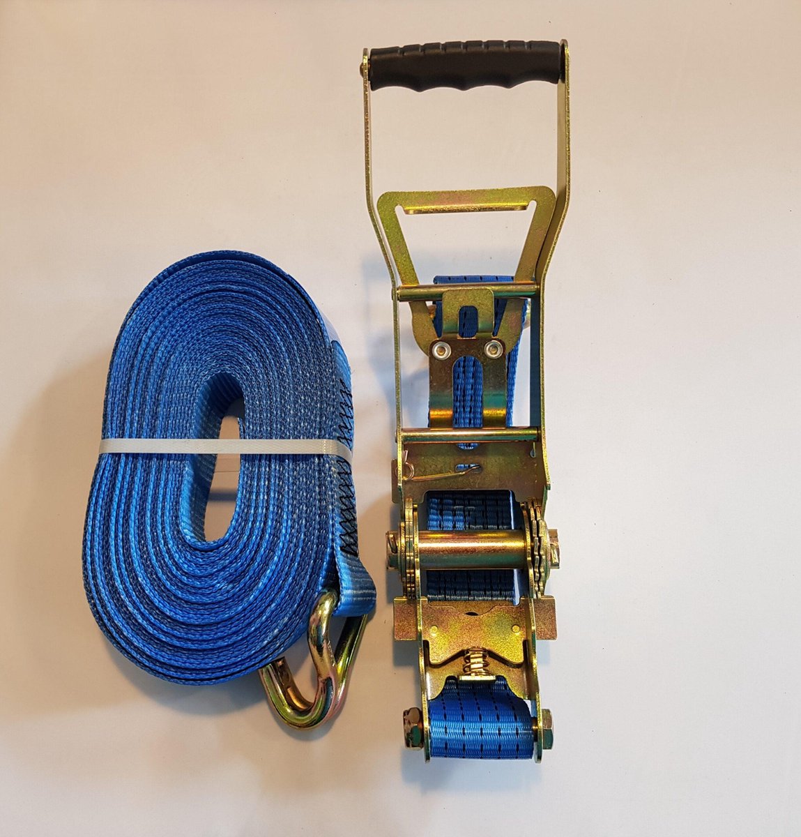 Spanband Ergo Ratel en Driehoekige haken 50 mm, 10 meter; 5000 kg - blauw