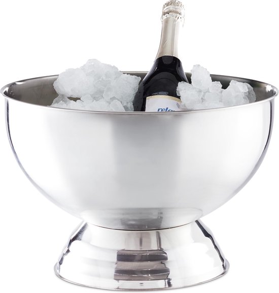 Altijd boeket Schots Relaxdays champagnekoeler schaal - wijnkoeler - rvs - ijsemmer -  flessenkoeler | bol.com
