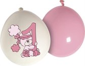 Haza Original Ballonnen ''1'' 25 Cm Wit/roze 20 Stuks
