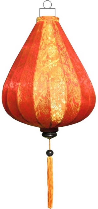 Oranje zijden lampion lamp druppel - DR-OR-62-S