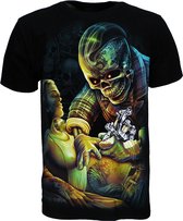 Tattoo Artist Skelet 3D T-Shirt Zwart Glow in the Dark