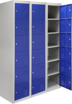 3 x Lockerkast Metaal - Blauw - Zesdeurs - Kant en klaar - Per unit: 38cm(b)x45cm(d)x180cm(h) - Ventilatie -  GRATIS magneten + naamkaartjes - 2 sleutels per slot - lockers kluisjes