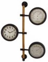 Klokken - Klok Thermometer En Vochtigheidsmeter Bruin 52x8x72cm