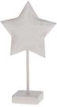 Kerstdecoraties - Houten Ster Staand 9cm White-wash