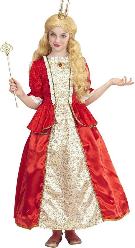 Widmann - Koning Prins & Adel Kostuum - Royal Queen Paradisia - Meisje - Rood - Maat 140 - Carnavalskleding - Verkleedkleding