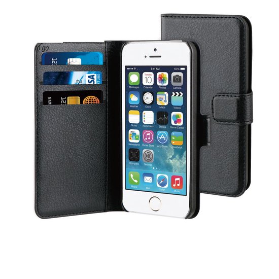 iPhone 5 / 5S / SE Hoesje - Wallet Case Met Ruimte Voor 3 Pasjes Zwart " | bol.com