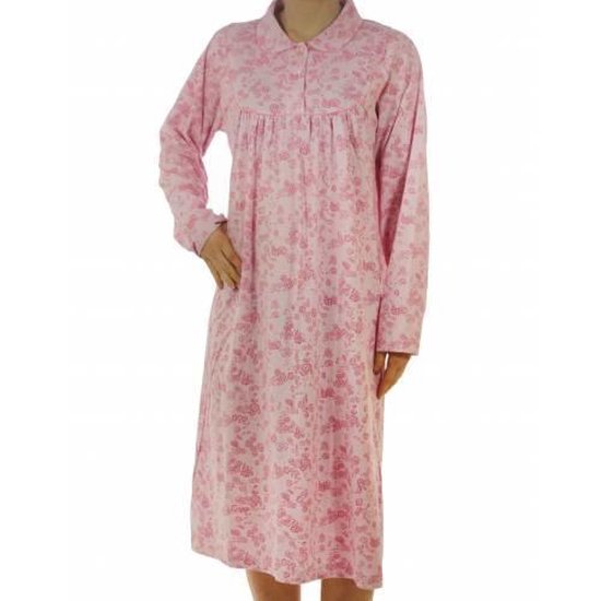 Lunatex dames nachthemd lange mouw - XXL - Roze | bol.com