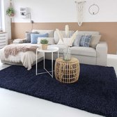 Hoogpolig vloerkleed shaggy Trend effen - marine blauw 240x340 cm