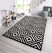 Design vloerkleed ruiten Art - zwart/wit 140x200 cm