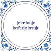 Tegel met spreuk |Spreuktegels | Wanddecoratie | Ieder huisje heeft zijn kruisje