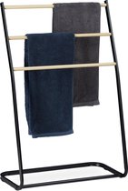 Relaxdays handdoekrek badkamer - handdoekenrek staand - handdoekhouder - metaal - 3 roedes