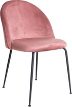 Set van 2 Geles eetkamerstoel rosa velours, zwarte poten.