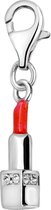 Quiges - 925 Zilver Charm Bedel Hanger 3D Rode Lippenstift met Zirkonia - HC285