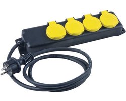 Heitronic 45058 Stekkerdoos zonder schakelaar Zwart/geel Kinderbeveiliging