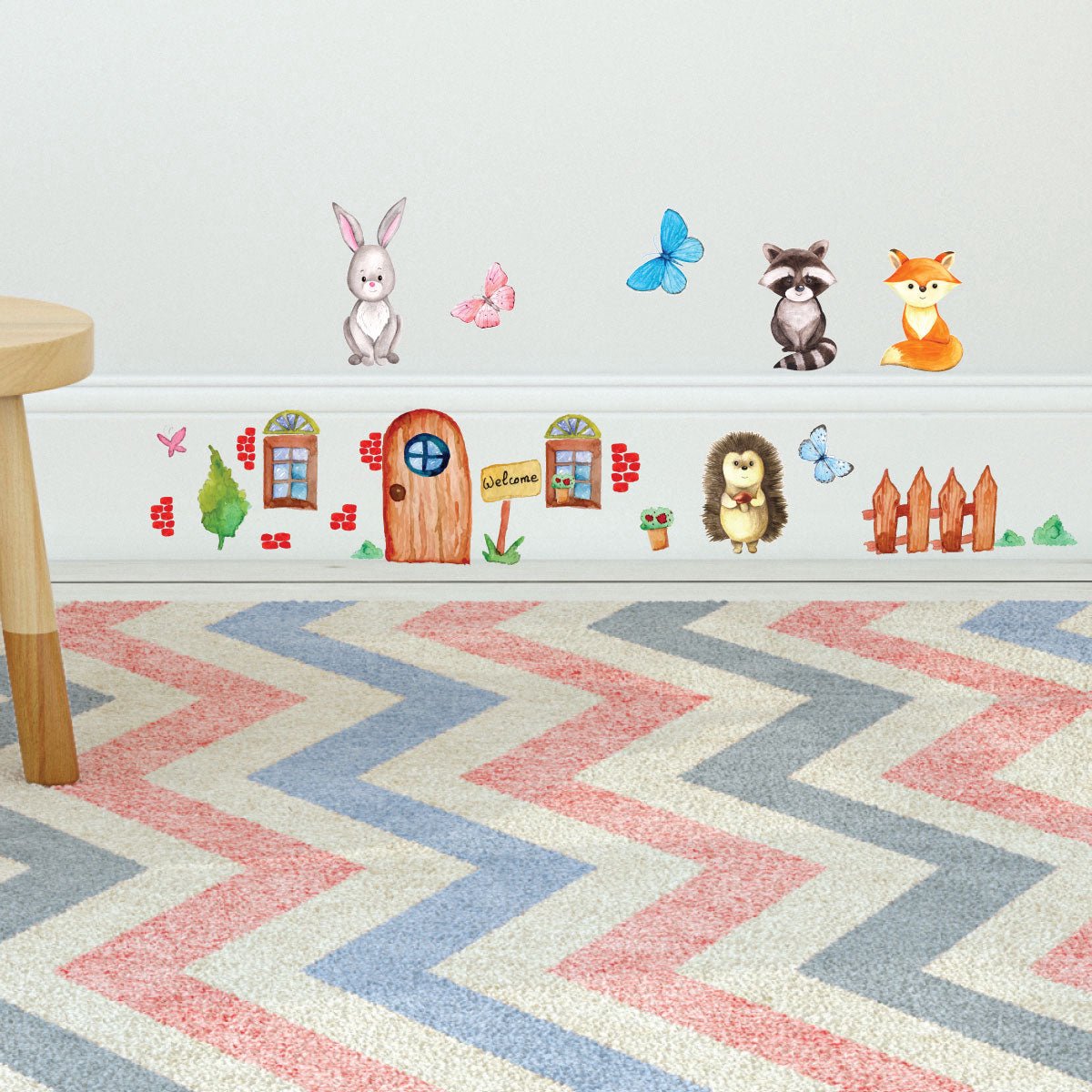 Ambiance Sticker Muurstickers - Bosdieren - Transparante achtergrond - 40x120cm Multi color