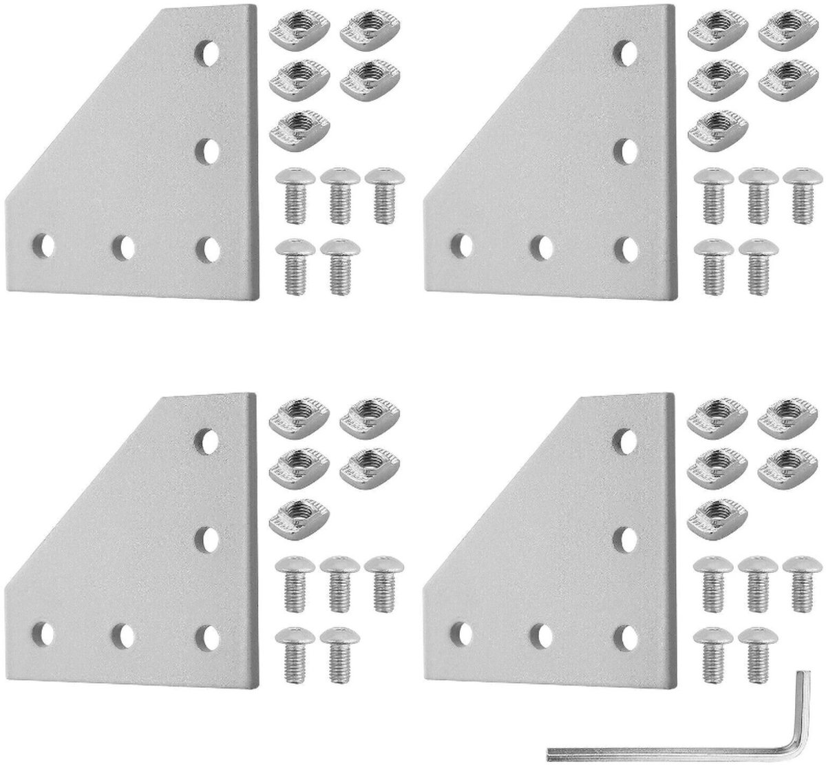L-vormige aluminium verbindingsplaten - 4-pack - Houten verbindingsplaten - Versterkte platte verbindingsplaten - Geperforeerde montageplaten - Staal - 30x30 mm - Aluminiumlegering
