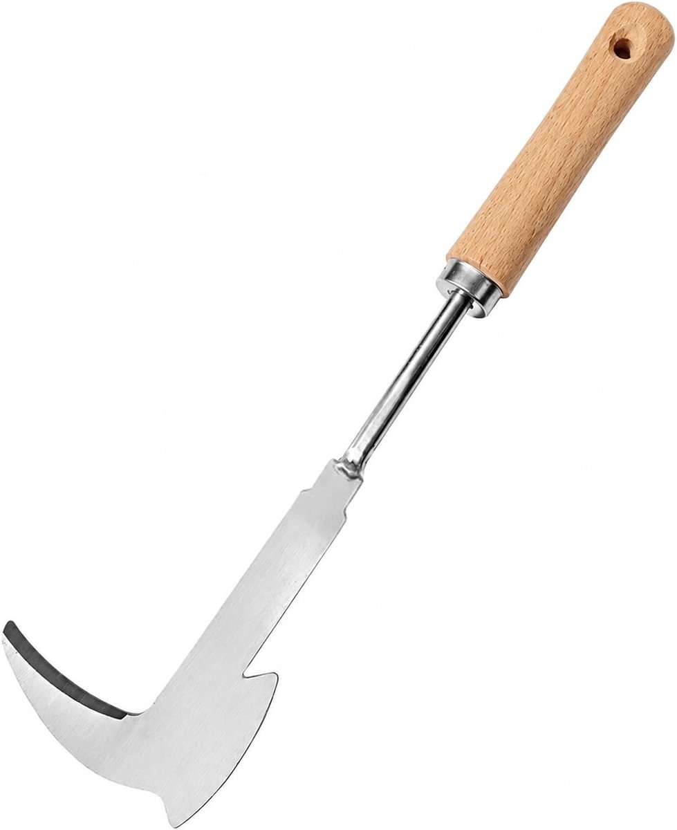 Voegenschraper - Zilver - 30,5 cm - Roestvrijstalen Onkruidverwijderaar met Houten Handvat - Voor Tuin en Grondbewerking