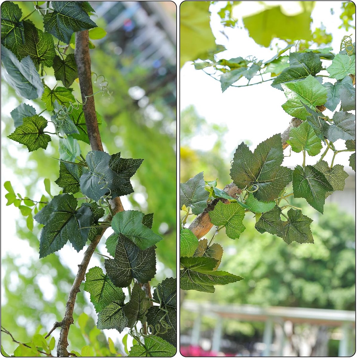 2 Pcs 157 Inch Flame Retardant Fake Vines Rustic Artificial Leaves on Vine Fake Grape Leaf Green Garland Silk Climbing - ShopVlot