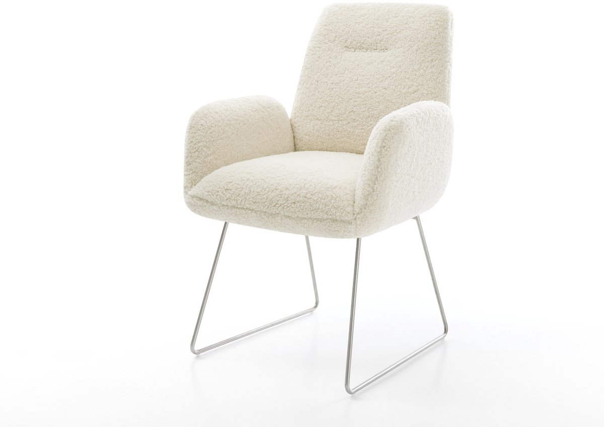 Gestoffeerde-stoel Zoa-Flex slipframe roestvrij staal teddy beige pocketveer kern