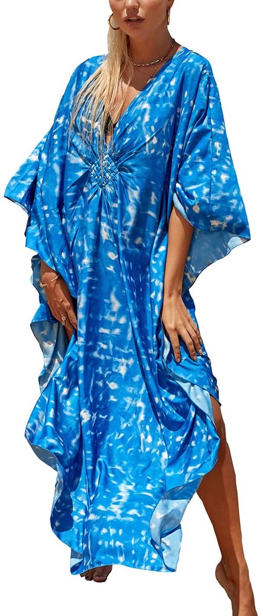 Solidchoice - Bloemige Loose Kaftan Zomer Bohemian Print Strand Bikini Plus Size Dames