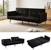 Zithoek voor Woonkamer en Slapen met 5 Verstelbare Posities - Fluweel - 164x89x70 cm, Zwart