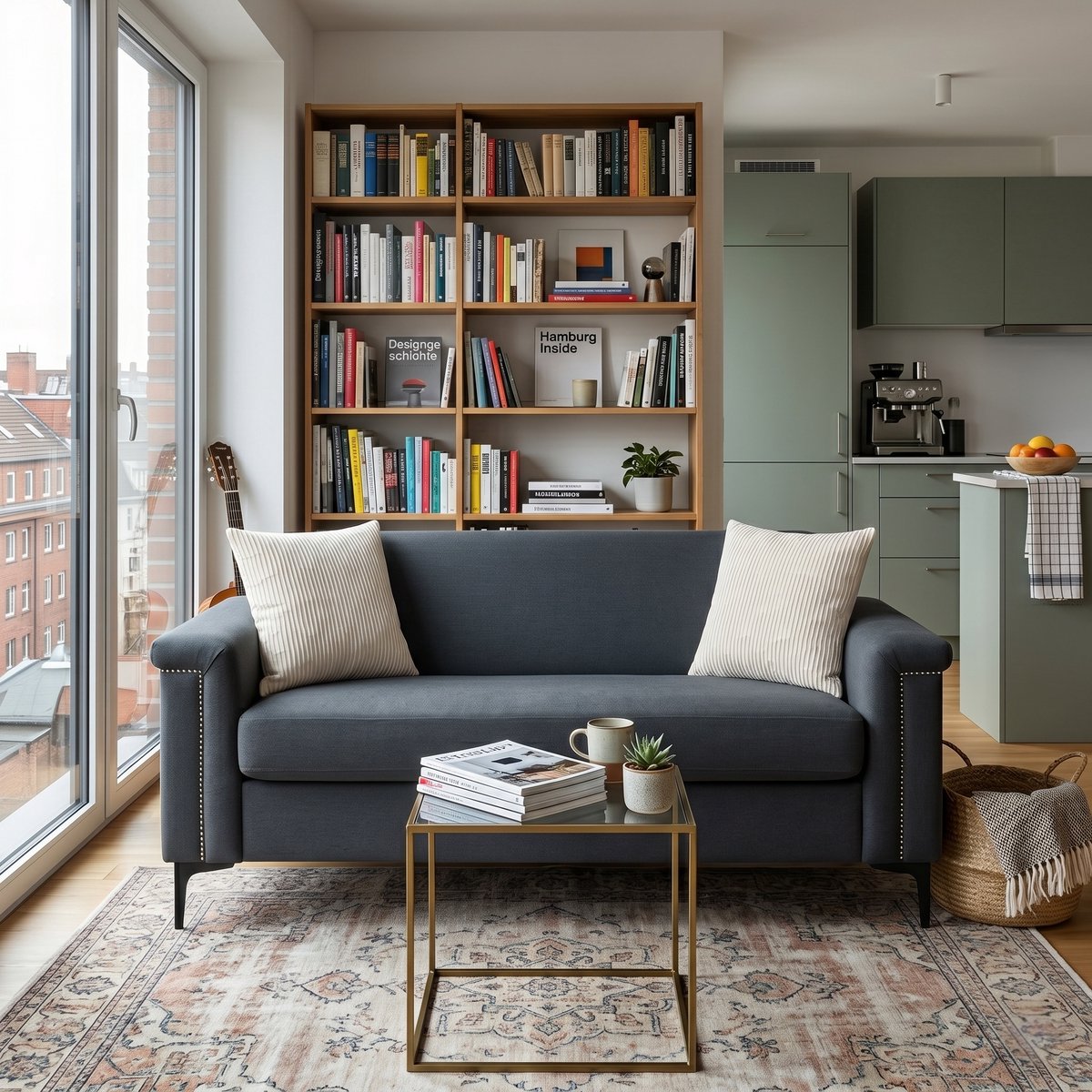 Nordisches 2-persoons Sofa - Elegantie en Comfort in - 73x70x40.5 cm, Donkergrijs