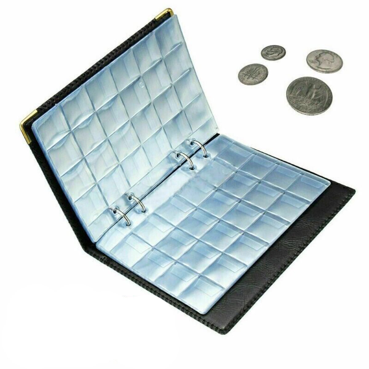 Muntenverzamelaarsalbum - 480 munten - Geschikt voor €2 munten - Kan ook gebruikt worden als verzamelalbum, muntenmap, etc. - Losbladig verzamelalbum - 3*3 cm - Zwart